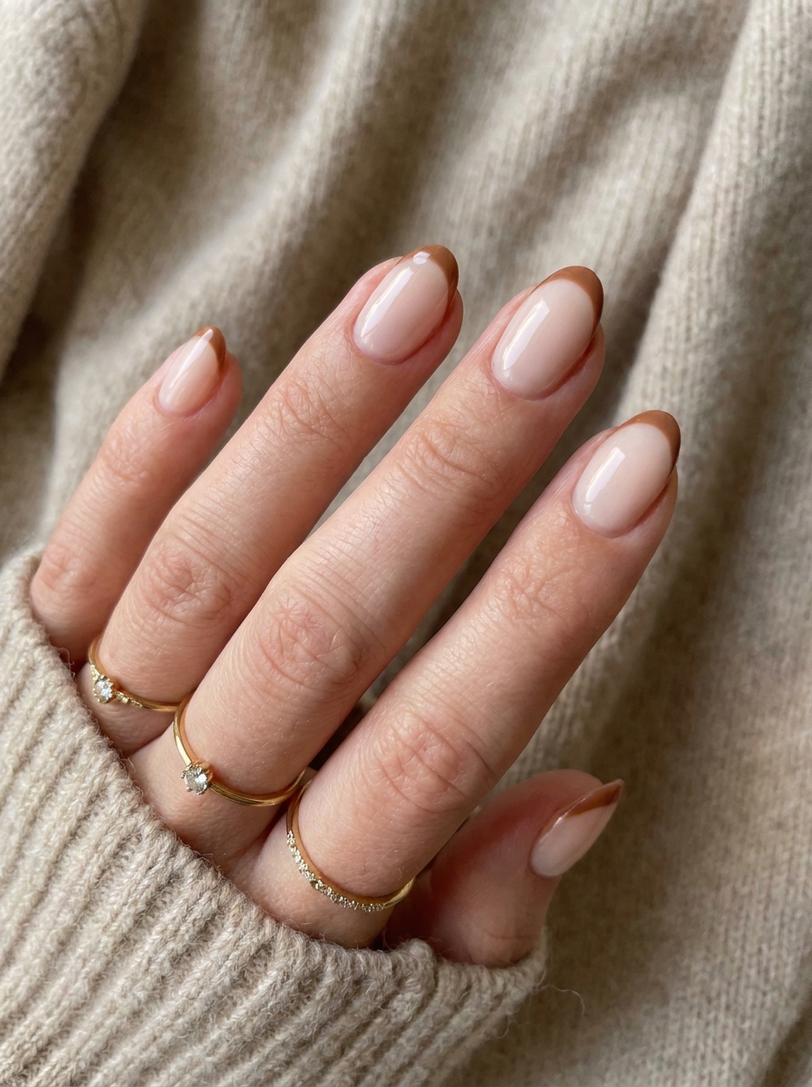 Brown French Nails als Nägel Inspiration Herbst 2026